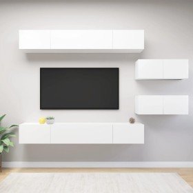 Set de muebles de salón TV 6 piezas madera de ingeniería blanco en Muebles TV | Comprar online en Foru.es