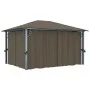 Cenador con cortina y tira de luz LED aluminio taupé 400x300cm de vidaXL, Carpas y cenadores - Ref: Foro24-3070337, Precio: 5...