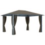 Cenador con cortina y tira de luz LED aluminio taupé 400x300cm de vidaXL, Carpas y cenadores - Ref: Foro24-3070337, Precio: 4...