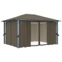 Cenador con cortina y tira de luz LED aluminio taupé 400x300cm de vidaXL, Carpas y cenadores - Ref: Foro24-3070337, Precio: 4...