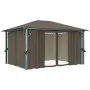 Cenador con cortina y tira de luz LED aluminio taupé 400x300cm de vidaXL, Carpas y cenadores - Ref: Foro24-3070337, Precio: 5...