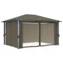 Cenador con cortina y tira de luz LED aluminio taupé 400x300cm de vidaXL, Carpas y cenadores - Ref: Foro24-3070337, Precio: 5...