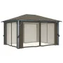 Cenador con cortina y tira de luz LED aluminio taupé 400x300cm de vidaXL, Carpas y cenadores - Ref: Foro24-3070337, Precio: 5...