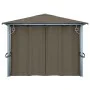 Cenador con cortina y tira de luz LED aluminio taupé 400x300cm de vidaXL, Carpas y cenadores - Ref: Foro24-3070337, Precio: 5...