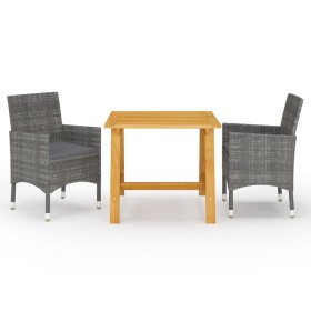 Juego de comedor de jardín de 3 piezas gris de vidaXL, Conjuntos de jardín - Ref: Foro24-3068684, Precio: 227,30 €, Descuento: %