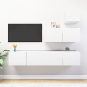 Set de muebles de salón TV 4 piezas madera de ingeniería blanco en Muebles TV | Comprar online en Foru.es