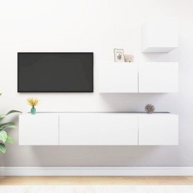 Set de muebles de salón TV 4 piezas madera de ingeniería blanco en Muebles TV | Comprar online en Foru.es