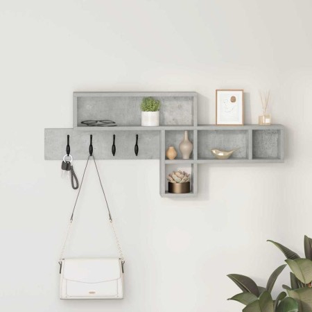 Perchero de pared con estante Gris Concreto 100 x 12 x 43,5 cm en Estanterías | Comprar online en Foru.es