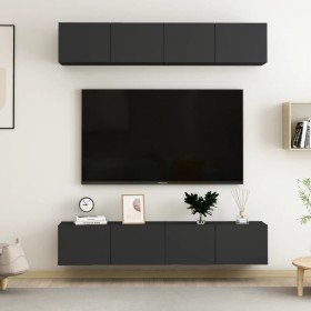 Muebles de salón 4 uds madera ingeniería negro 80x30x30 cm en Muebles TV | Comprar online en Foru.es