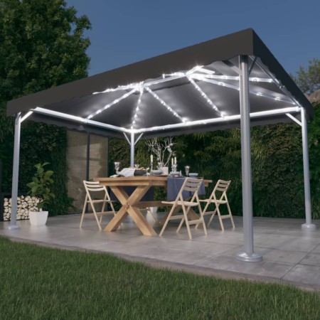 Cenador con tira de luces LED aluminio antracita 400x300 cm de vidaXL, Carpas y cenadores - Ref: Foro24-3070352, Precio: 416,...