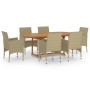 Juego de comedor de jardín 7 piezas ratán sintético beige de vidaXL, Conjuntos de jardín - Ref: Foro24-3070753, Precio: 667,9...