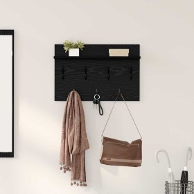 Perchero de pared con estante Roble Negro 60 x 40 x 12 cm en Estanterías | Comprar online en Foru.es