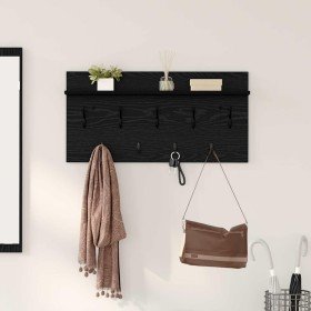 Perchero de pared con estante Roble Negro 80 x 40 x 12 cm en Estanterías | Comprar online en Foru.es