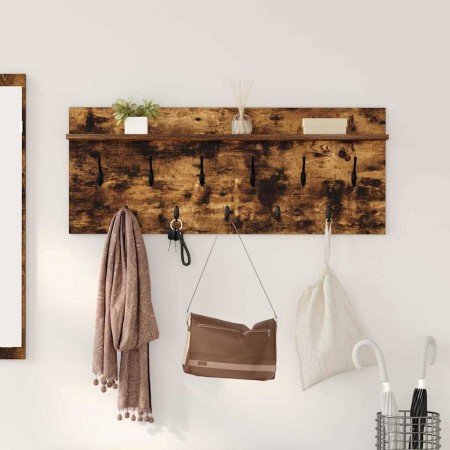 Perchero de pared con estante Roble ahumado 100 x 40 x 12 cm en Estanterías | Comprar online en Foru.es