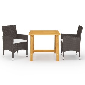 Juego de comedor de jardín de 3 piezas marrón de vidaXL, Conjuntos de jardín - Ref: Foro24-3068686, Precio: 239,70 €, Descuen...