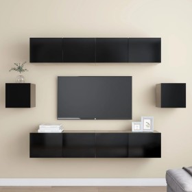 Set de muebles de salón TV 6 piezas madera ingeniería negro en Muebles TV | Comprar online en Foru.es