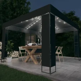 Cenador con doble techo y tira de luces LED antracita 3x3 m de vidaXL, Carpas y cenadores - Ref: Foro24-3070304, Precio: 265,...