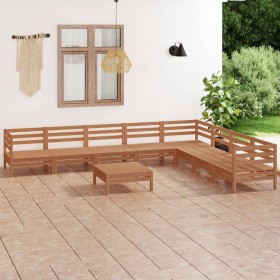 Juego muebles de jardín 9 pzas madera maciza pino marrón miel de vidaXL, Conjuntos de jardín - Ref: Foro24-3083112, Precio: 5...