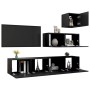 Set de muebles de salón TV 4 piezas madera contrachapada negro en Muebles TV | Comprar online en Foru.es
