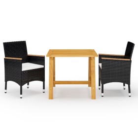 Juego de comedor de jardín de 3 piezas negro de vidaXL, Conjuntos de jardín - Ref: Foro24-3068687, Precio: 223,08 €, Descuent...