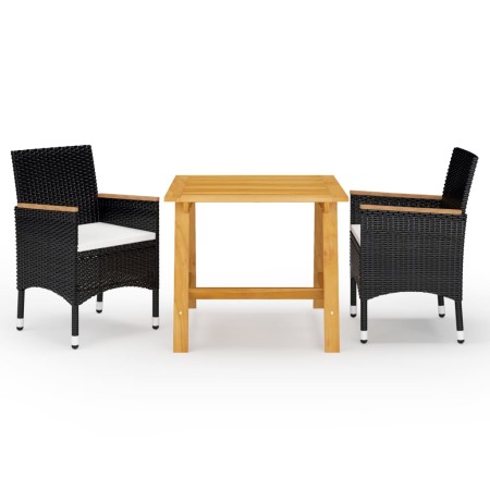 Juego de comedor de jardín de 3 piezas negro de vidaXL, Conjuntos de jardín - Ref: Foro24-3068687, Precio: 223,08 €, Descuent...