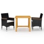Juego de comedor de jardín de 3 piezas negro de vidaXL, Conjuntos de jardín - Ref: Foro24-3068687, Precio: 223,08 €, Descuent...