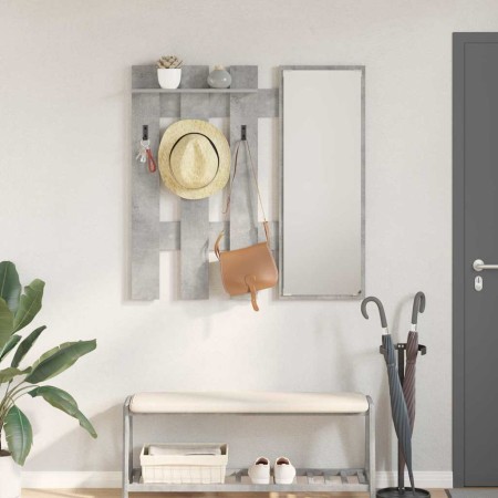 Perchero de pared con espejo Gris Concreto 100 x 10 x 100 cm en Estanterías | Comprar online en Foru.es