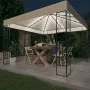 Cenador con tira de luces LED 3x3 m tela color crema de vidaXL, Carpas y cenadores - Ref: Foro24-3070326, Precio: 253,08 €, D...