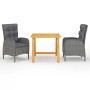 Juego de comedor de jardín de 3 piezas gris de vidaXL, Conjuntos de jardín - Ref: Foro24-3068689, Precio: 353,40 €, Descuento: %