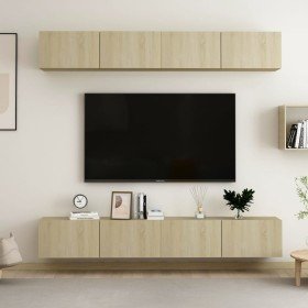 Juego de muebles de salón 4 piezas roble Sonoma 100x30x30 cm en Muebles TV | Comprar online en Foru.es