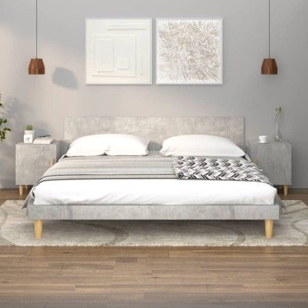 Mesitas de noche 2 uds madera contrachapada gris hormigón de vidaXL, Mesitas de noche - Ref: Foro24-812051, Precio: 46,69 €, ...