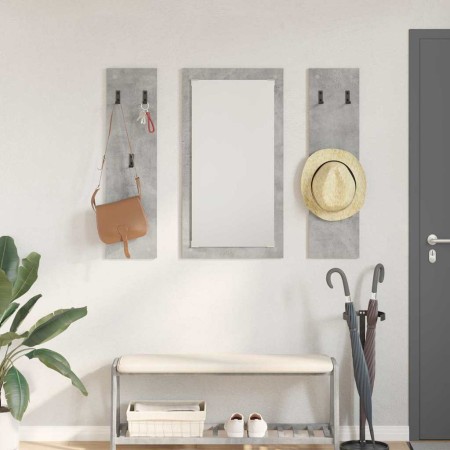 Perchero de pared con espejo Gris Concreto 96 x 1,5 x 90 cm en Estanterías | Comprar online en Foru.es