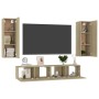 Set de muebles salón TV 4 pzas madera ingeniería roble Sonoma en Muebles TV | Comprar online en Foru.es