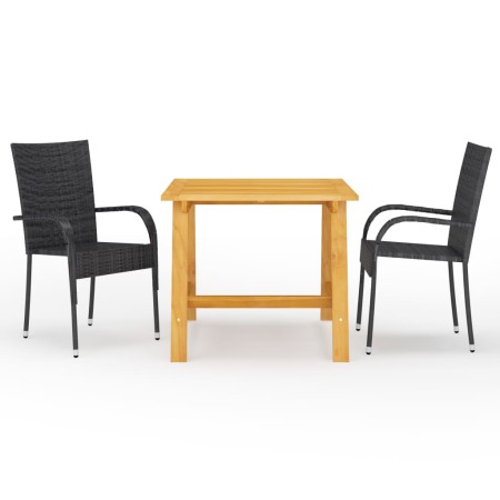 Juego de comedor para jardín 3 piezas negro de vidaXL, Conjuntos de jardín - Ref: Foro24-3068698, Precio: 206,60 €, Descuento: %