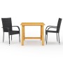 Juego de comedor para jardín 3 piezas negro de vidaXL, Conjuntos de jardín - Ref: Foro24-3068698, Precio: 206,60 €, Descuento: %