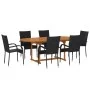 Set de comedor de jardín de 7 piezas ratán sintético negro de vidaXL, Conjuntos de jardín - Ref: Foro24-3070758, Precio: 604,...