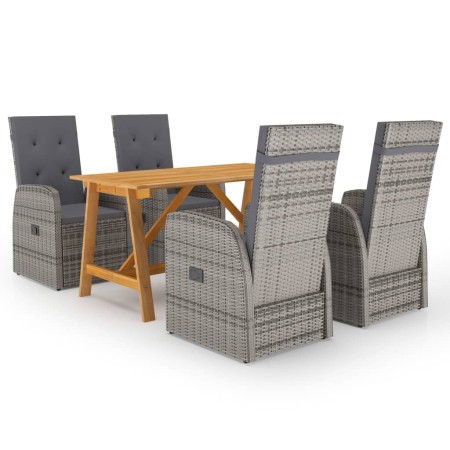Juego de comedor para jardín 5 piezas gris de vidaXL, Conjuntos de jardín - Ref: Foro24-3068765, Precio: 815,98 €, Descuento: %