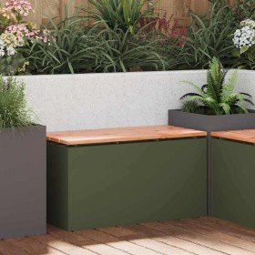 Banco de jardín Verde oliva 80 x 40 x 43 cm Acero en Bancos de jardín | Comprar online en Foru.es
