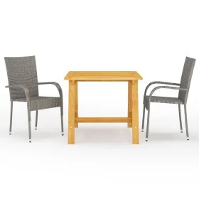 Gray 3-piece garden dining set by vidaXL, Garden sets - Ref: Foro24-3068699, Price: 207,97 €, Discount: %