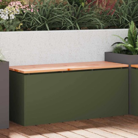 Banco de jardín Verde oliva 100 x 40 x 43 cm Acero en Bancos de jardín | Comprar online en Foru.es