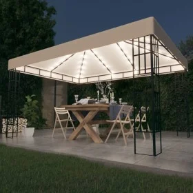 Cenador con tira de luces LED 3x4 m crema de vidaXL, Carpas y cenadores - Ref: Foro24-3070321, Precio: 223,47 €, Descuento: %
