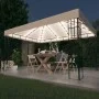 Cenador con tira de luces LED 3x4 m crema de vidaXL, Carpas y cenadores - Ref: Foro24-3070321, Precio: 223,47 €, Descuento: %