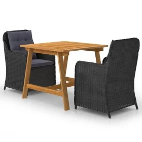 Juego de comedor para jardín 3 piezas negro de vidaXL, Conjuntos de jardín - Ref: Foro24-3068717, Precio: 401,02 €, Descuento: %