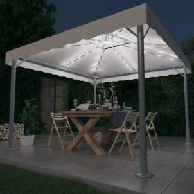 Cenador con tira de luces LED aluminio crema 300x300 cm de vidaXL, Carpas y cenadores - Ref: Foro24-3070342, Precio: 406,91 €...
