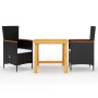 Juego de comedor para jardín 3 piezas negro de vidaXL, Conjuntos de jardín - Ref: Foro24-3068705, Precio: 360,66 €, Descuento: %