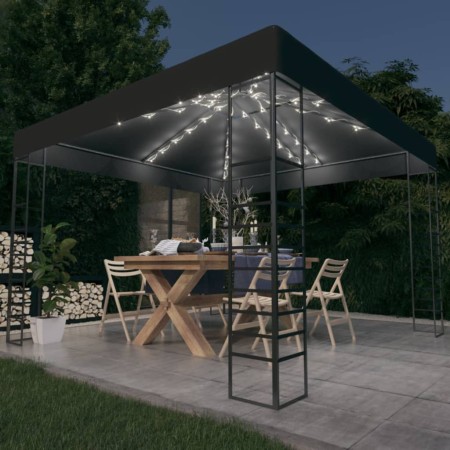 Carpa cenador de jardín con tira de luces LED 3x3 m antracita de vidaXL, Carpas y cenadores - Ref: Foro24-3070306, Precio: 26...