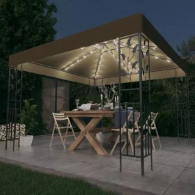 Carpa cenador de jardín con tira de luz LED 3x3m taupé 180 g/m² de vidaXL, Carpas y cenadores - Ref: Foro24-3070312, Precio: ...