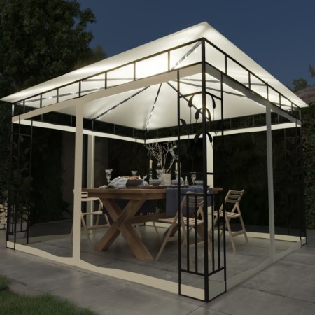 Cenador con mosquitera y tira de luces LED crema 3x3x2,73m de vidaXL, Carpas y cenadores - Ref: Foro24-3070314, Precio: 328,2...