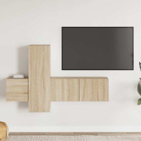 Set de muebles salón TV 3 pzas madera ingeniería roble Sonoma en Muebles TV | Comprar online en Foru.es
