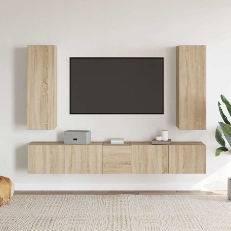Set muebles de salón TV 5 pzas madera ingeniería roble Sonoma en Muebles TV | Comprar online en Foru.es